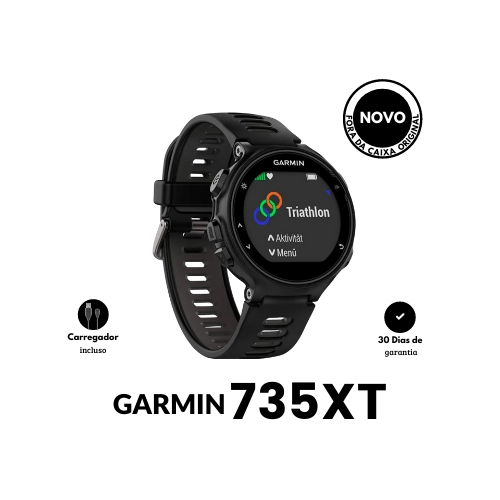 GARMIN Forerunner 735XT – PRETO COM CINZA (Novo) – Fora da Caixa