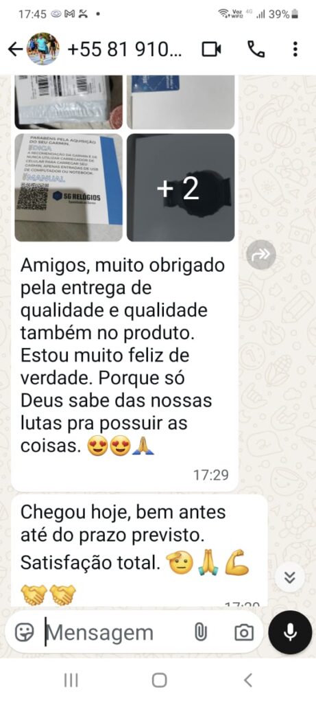 Depoimento de cliente SG Relogios