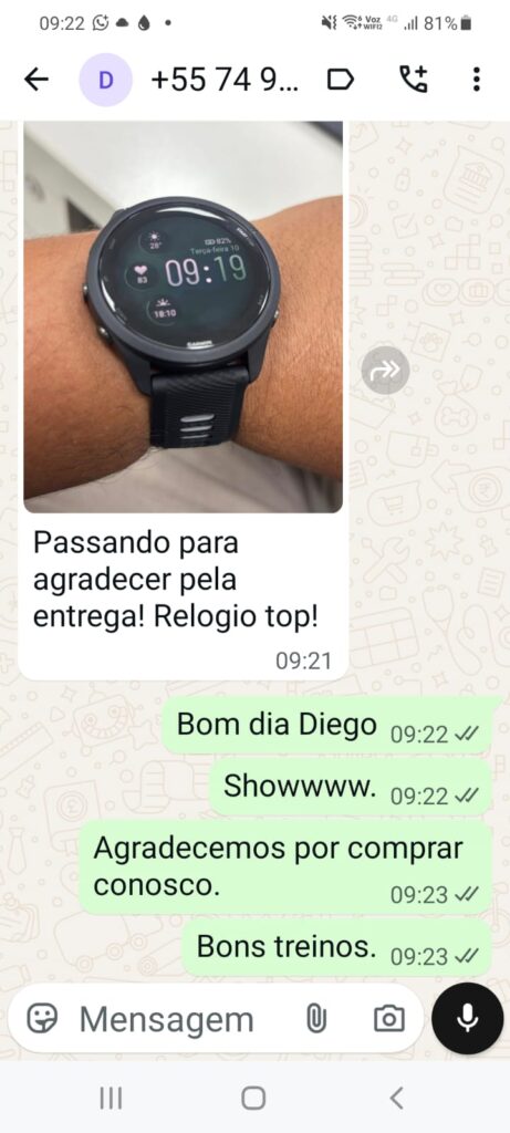 Depoimento de cliente SG Relogios
