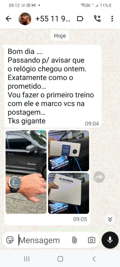 Depoimento de cliente SG Relogios